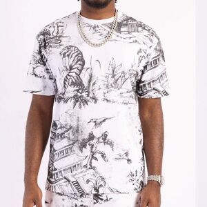 Left Point White & Black CH Print Tee